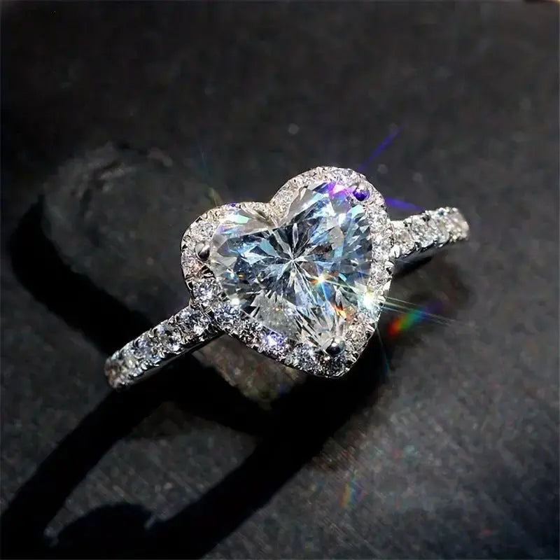 MysticAura Heart Shape Diamond Women's Moissanite Rings - Pearl Unique