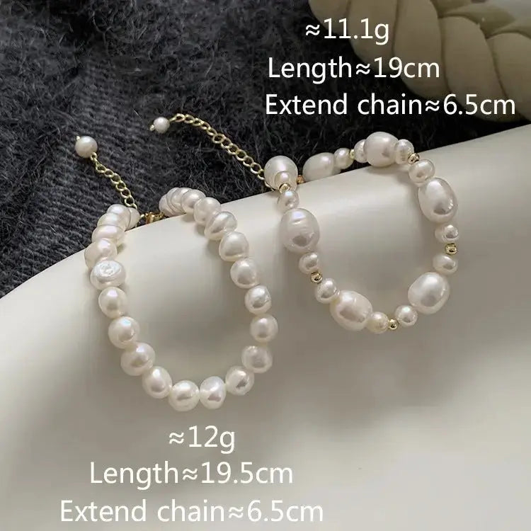 Natural Freshwater Pearl Bracelet Women's Exquisite High - end Temperament Jewelry Women's Accessories Copper - plated Real Gold - Pearl Unique