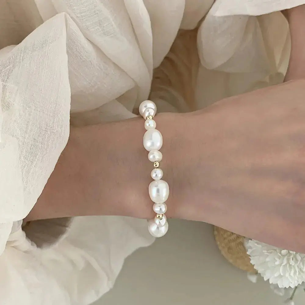Natural Freshwater Pearl Bracelet Women's Exquisite High - end Temperament Jewelry Women's Accessories Copper - plated Real Gold - Pearl Unique