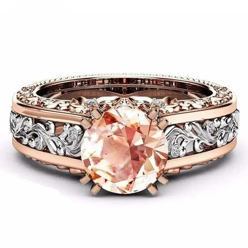 Popular women's zircon ring 14k rose gold color separation ring, shining rings, rings - Pearl Unique