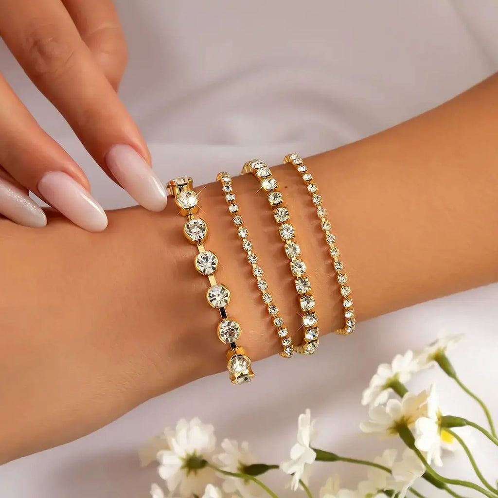 Retro Imitation Pearl Chain Beaded Bracelet, Simple Alloy Love Rhinestone Versatile Fashion Jewelry - Pearl Unique