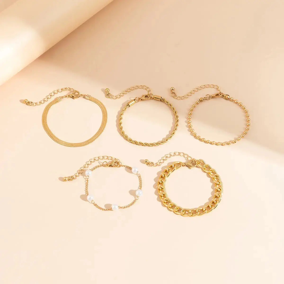 Retro Imitation Pearl Chain Beaded Bracelet, Simple Alloy Love Rhinestone Versatile Fashion Jewelry - Pearl Unique