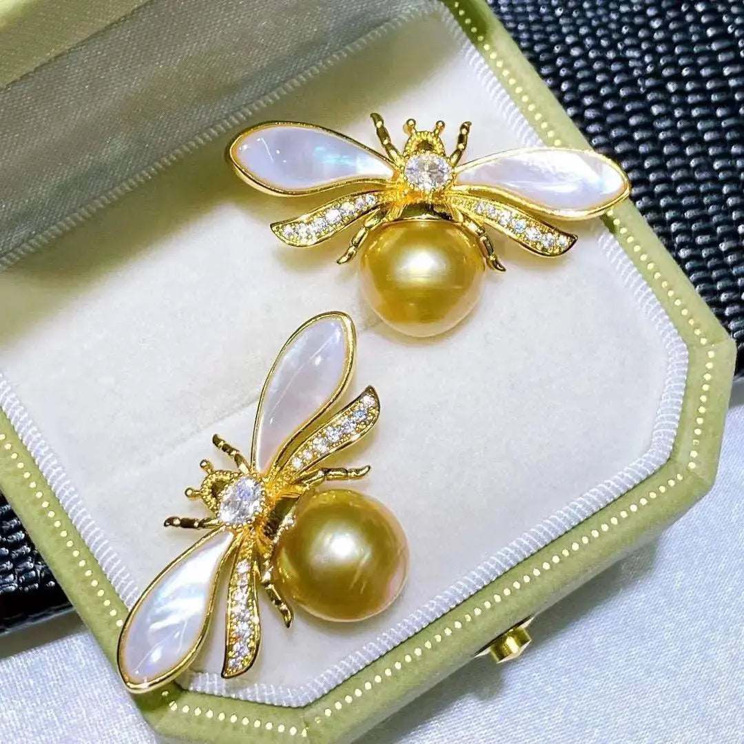 South Sea Golden Pearl Bee Breastpin - Pearl Unique