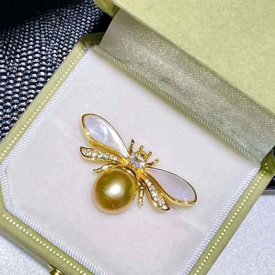 South Sea Golden Pearl Bee Breastpin - Pearl Unique