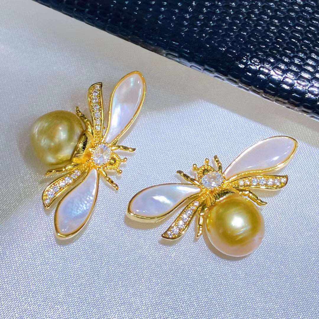 South Sea Golden Pearl Bee Breastpin - Pearl Unique