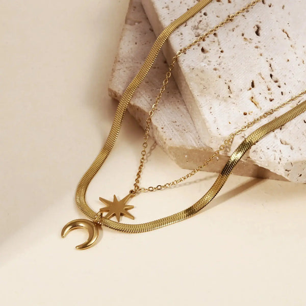 Star and Moon Pendant - Pearl Unique