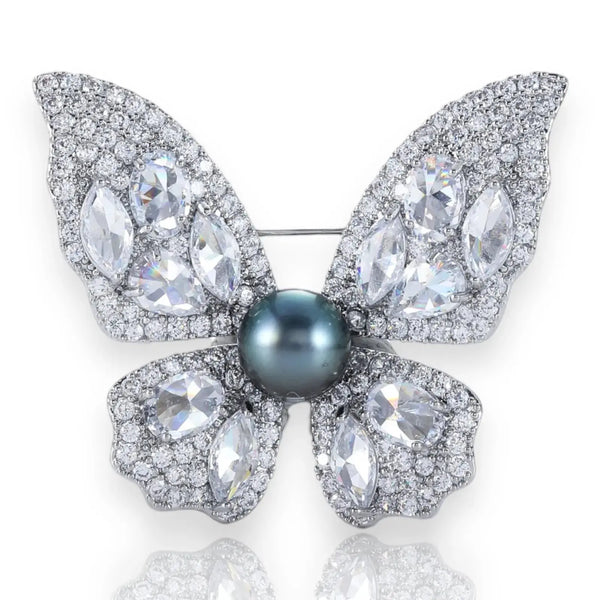 Tahitian Black Pearl Butterfly Breastpin - Pearl Unique