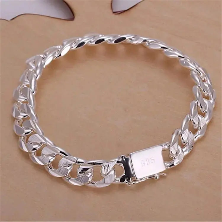 Unisex Jewelry Silver - plated Personalized High - end Side Square Buckle Bracelet - Pearl Unique