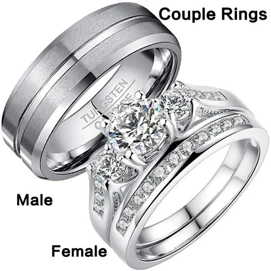 Unity Soul Mate Diamond Rings Couples Jewelry - Pearl Unique