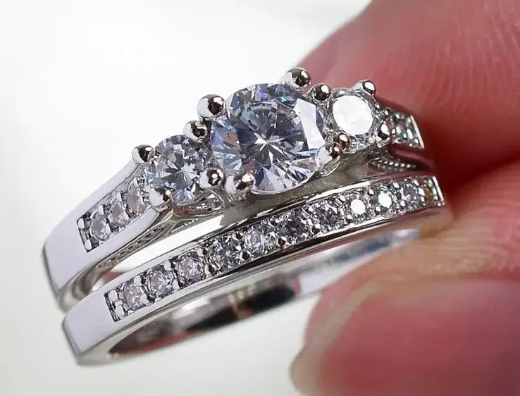 Unity Soul Mate Diamond Rings Couples Jewelry - Pearl Unique