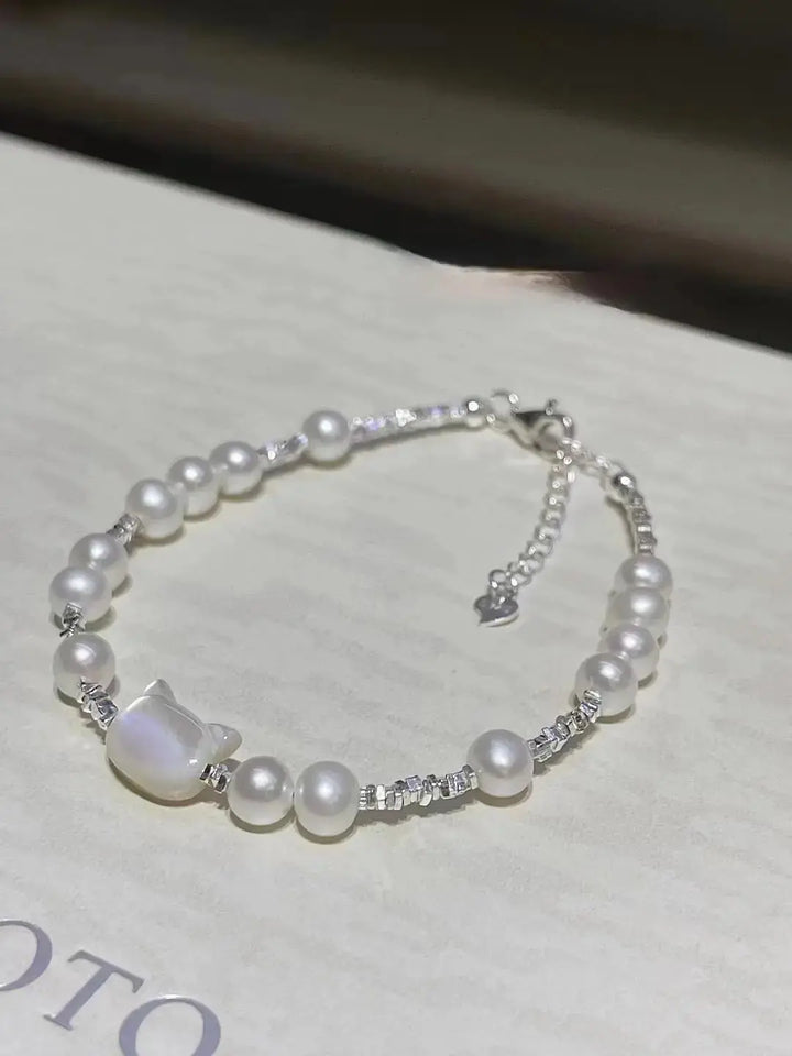 White Cat Shell Pearl Bracelet - Pearl Unique