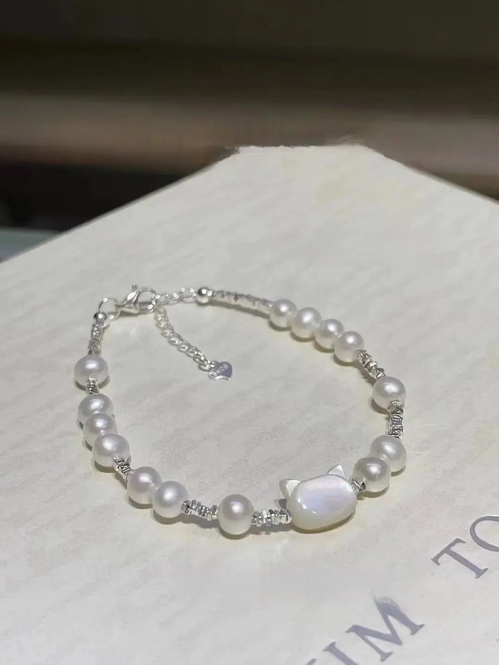 White Cat Shell Pearl Bracelet - Pearl Unique