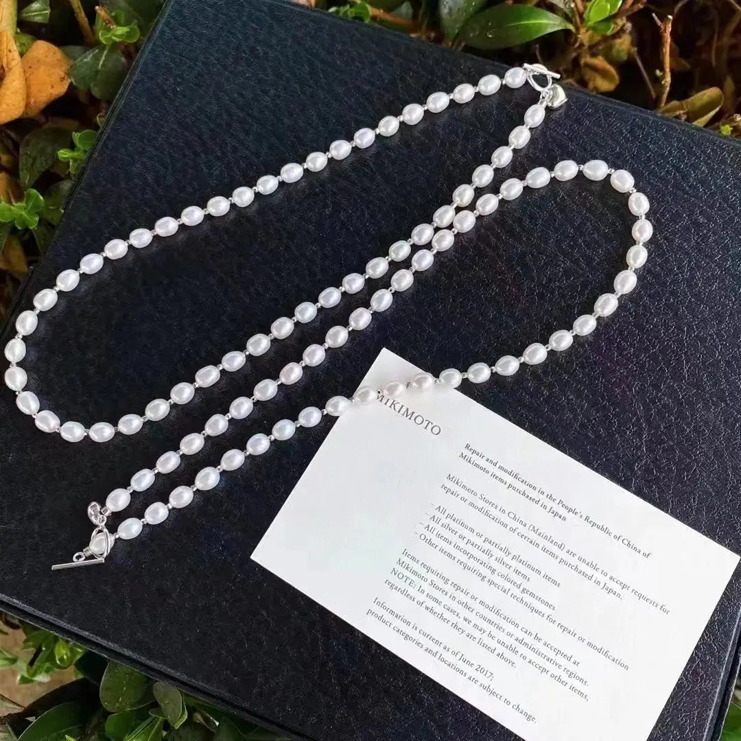 White Oval Shape Freshwater Pearl Necklace - Pearl Unique