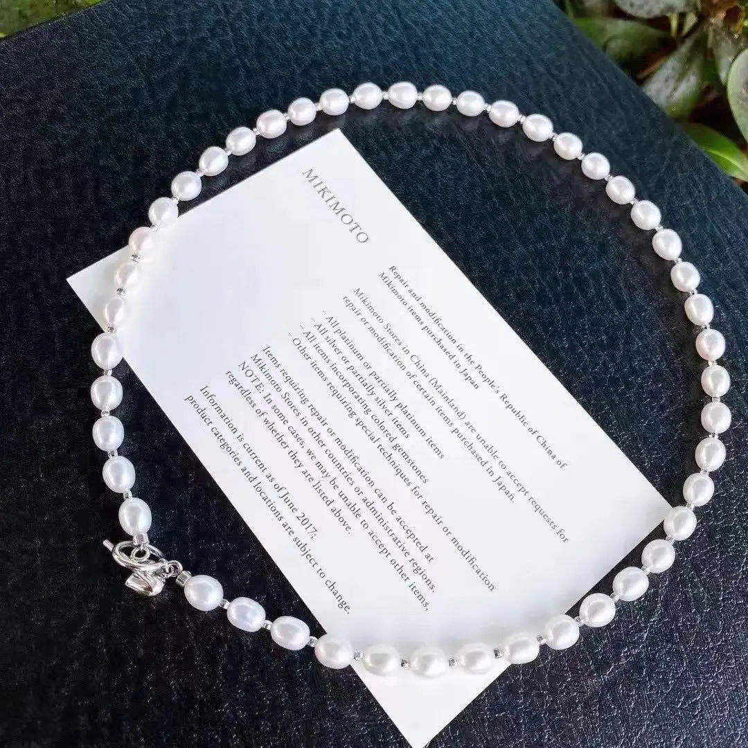 White Oval Shape Freshwater Pearl Necklace - Pearl Unique