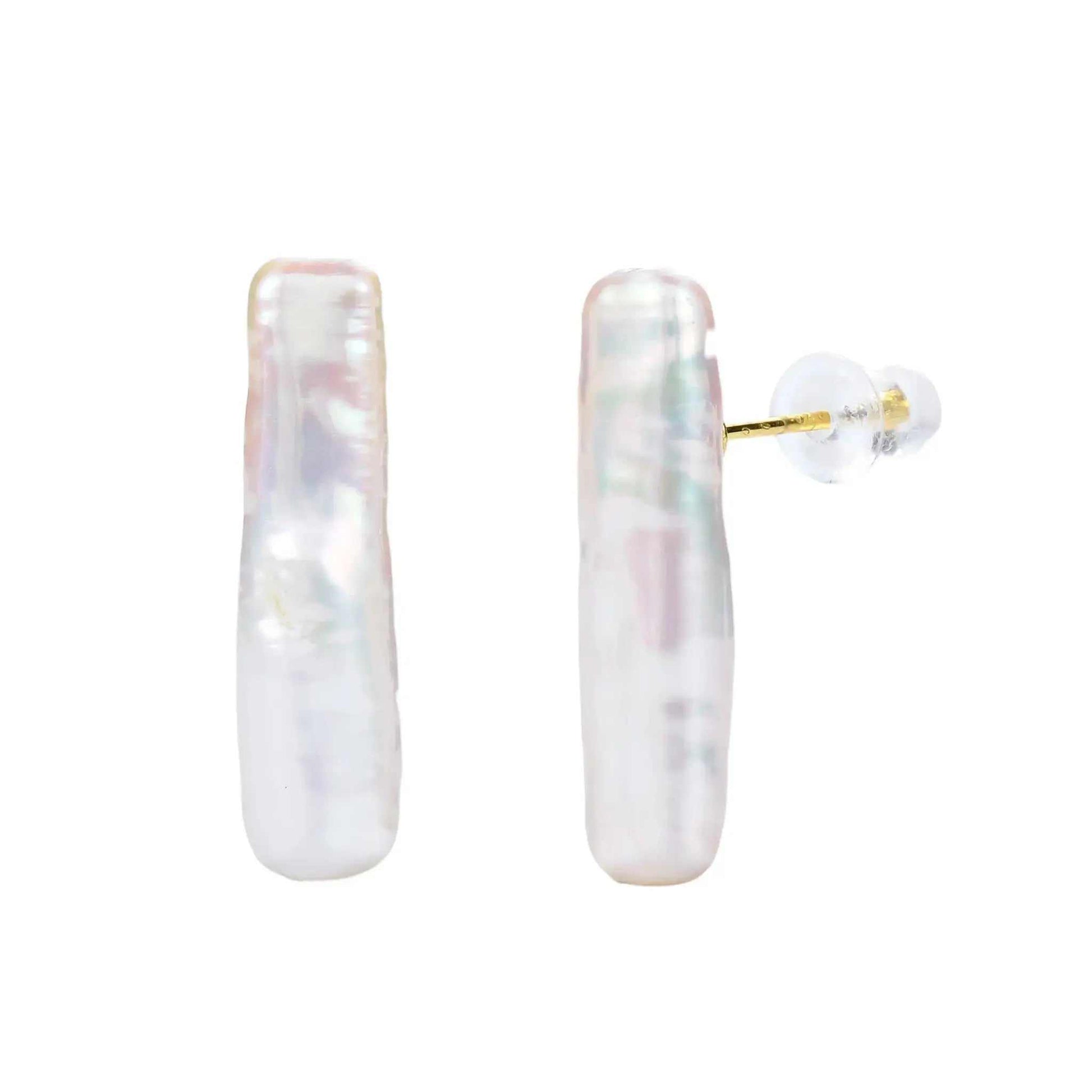 White Stick Baroque Pearl Ear Stud - Pearl Unique