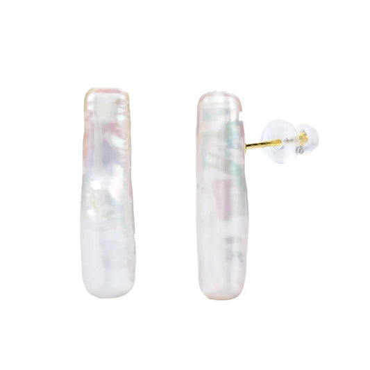 White Stick Baroque Pearl Ear Stud - Pearl Unique