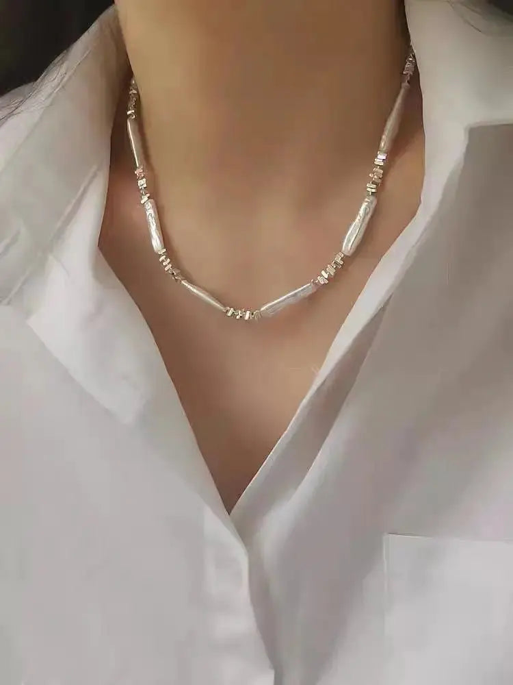 White Stick Baroque Pearls Necklace - Pearl Unique